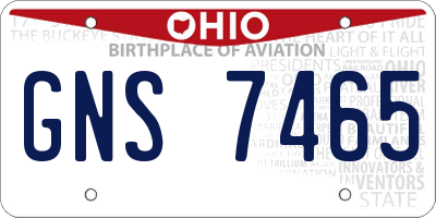 OH license plate GNS7465