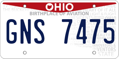 OH license plate GNS7475