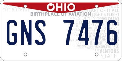 OH license plate GNS7476