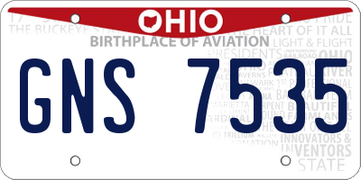 OH license plate GNS7535