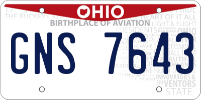 OH license plate GNS7643