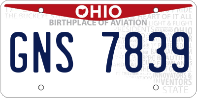 OH license plate GNS7839