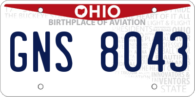 OH license plate GNS8043