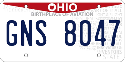 OH license plate GNS8047