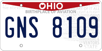 OH license plate GNS8109
