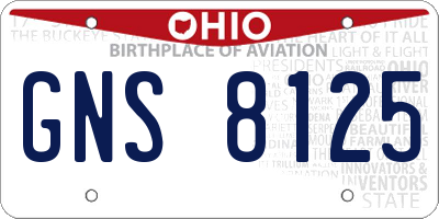 OH license plate GNS8125