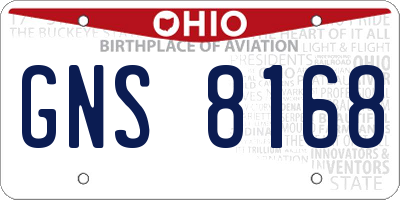 OH license plate GNS8168