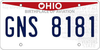 OH license plate GNS8181