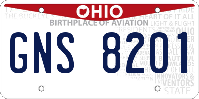 OH license plate GNS8201
