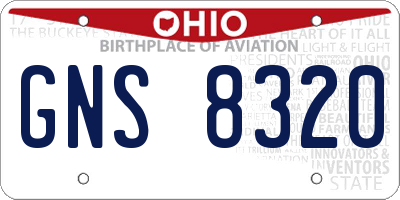 OH license plate GNS8320