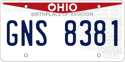 OH license plate GNS8381