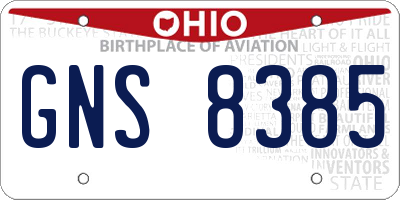 OH license plate GNS8385