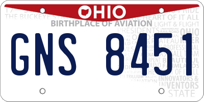 OH license plate GNS8451