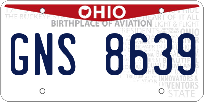 OH license plate GNS8639