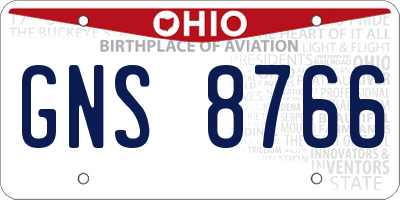 OH license plate GNS8766