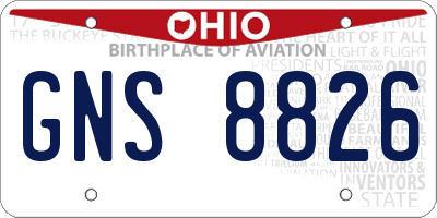 OH license plate GNS8826