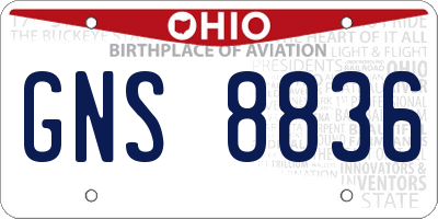 OH license plate GNS8836