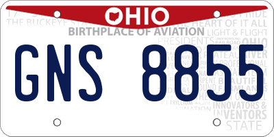 OH license plate GNS8855