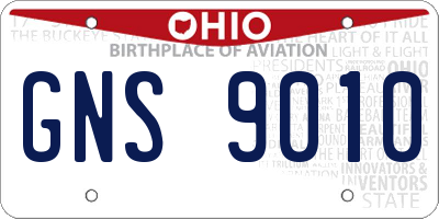 OH license plate GNS9010