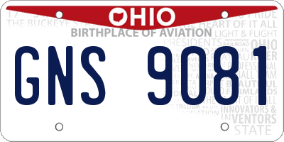OH license plate GNS9081