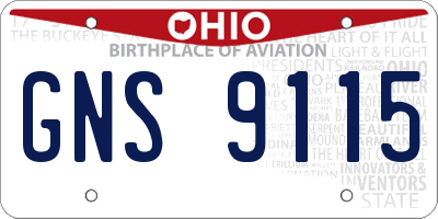 OH license plate GNS9115