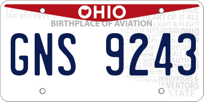 OH license plate GNS9243