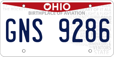 OH license plate GNS9286