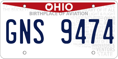 OH license plate GNS9474