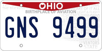 OH license plate GNS9499