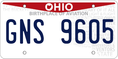 OH license plate GNS9605