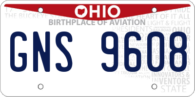 OH license plate GNS9608