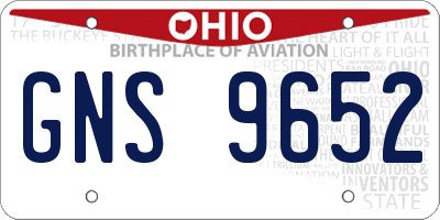 OH license plate GNS9652