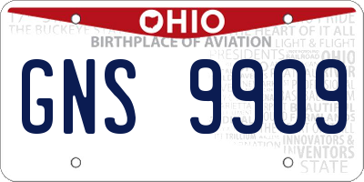 OH license plate GNS9909
