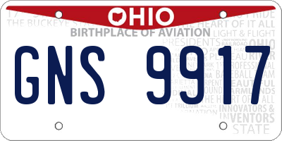 OH license plate GNS9917