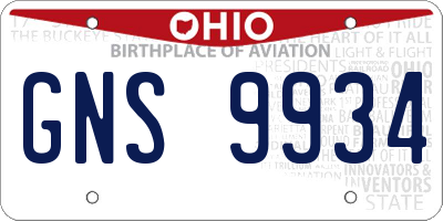 OH license plate GNS9934
