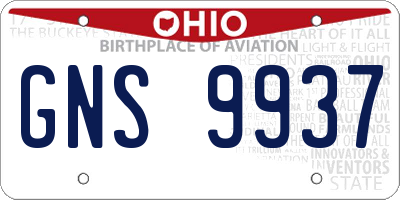 OH license plate GNS9937