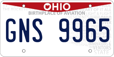 OH license plate GNS9965