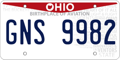OH license plate GNS9982