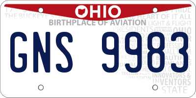 OH license plate GNS9983