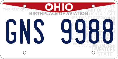 OH license plate GNS9988