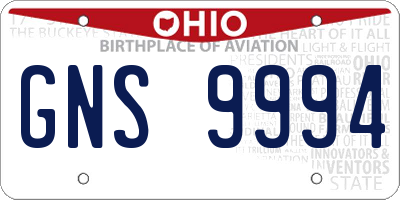 OH license plate GNS9994