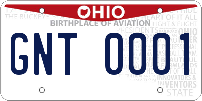 OH license plate GNT0001