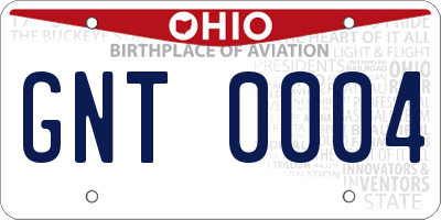 OH license plate GNT0004