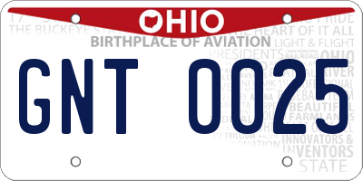 OH license plate GNT0025