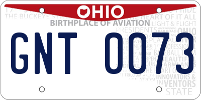 OH license plate GNT0073