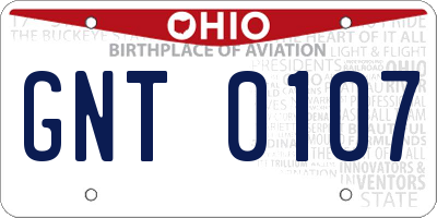 OH license plate GNT0107