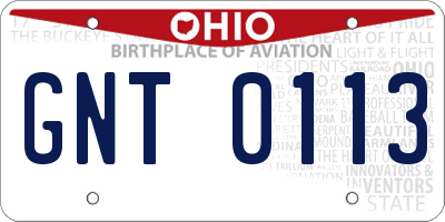 OH license plate GNT0113