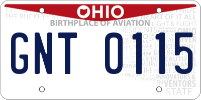 OH license plate GNT0115