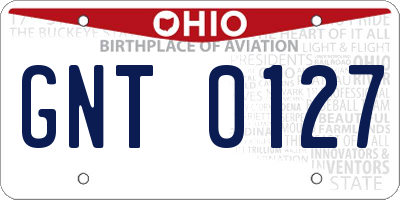 OH license plate GNT0127