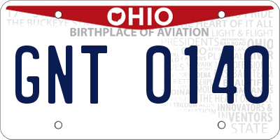 OH license plate GNT0140